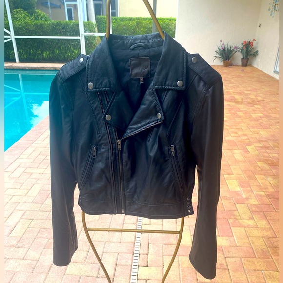 Joie black leather jacket with silver stud detail - Picture 1 of 11